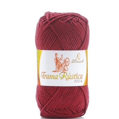 Novelo de lã vermelha com etiqueta 