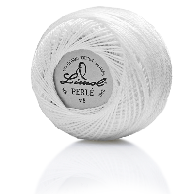 Rolo branco de linha perlé de algodão Lincol N°8
