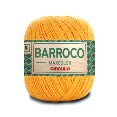 Novelo de linha amarelo com etiqueta Barroco Maxcolor Círculo