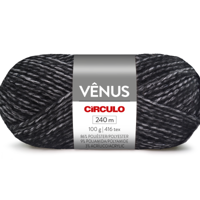 Novelo de fio Vênus Círculo preto e cinza mesclado com rótulo
