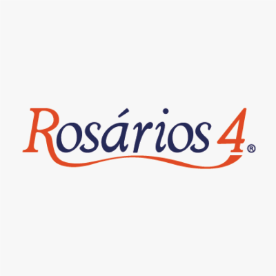Logotipo da marca Rosários 4 em laranja e azul escuro