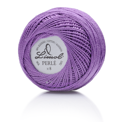 Rolo de linha de algodão roxo Limol Perlé N.º 8