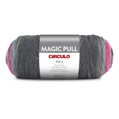 Novelo de lã multicolorida com rótulo Magic Pull da Circulo