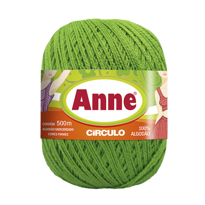 Novelo de linha verde 100% algodão mercerizado Anne Círculo com etiqueta colorida
