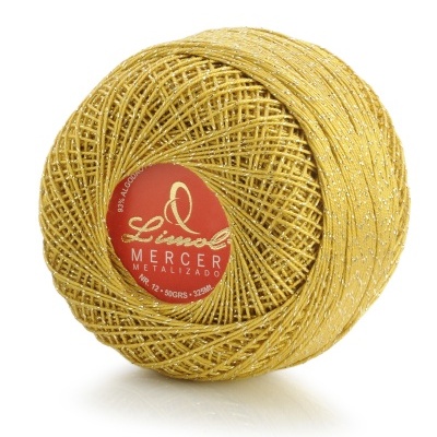 Novelo de linha mercerizada metálica dourada Limol