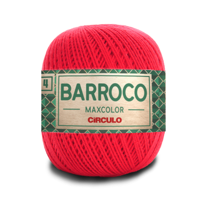 Novelo de linha vermelho Barroco Maxcolor Círculo com etiqueta verde e bege