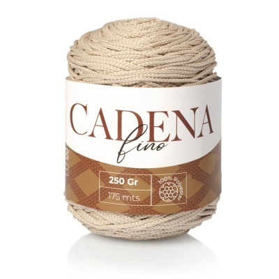 Novelo de fio bege claro com etiqueta CADENA fino