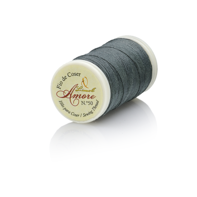 Rolo de linha de coser cinzenta escura da marca Amore