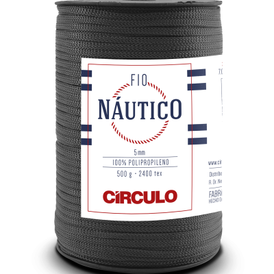 Rolo de fio náutico cinzento escuro com etiqueta branca