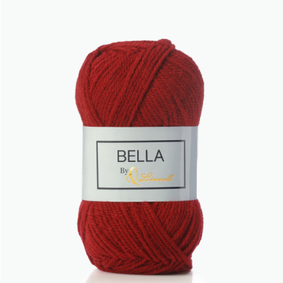 Novelo de lã vermelho com etiqueta branca