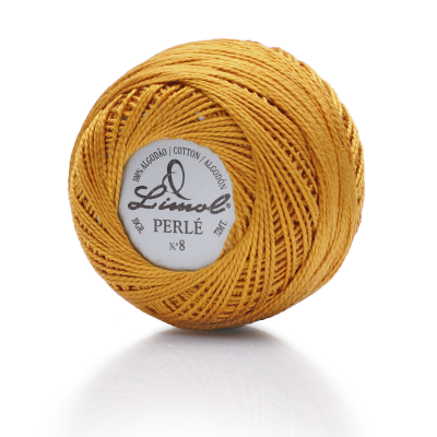 Novelo de linha amarelo Limol Perlé nº 8
