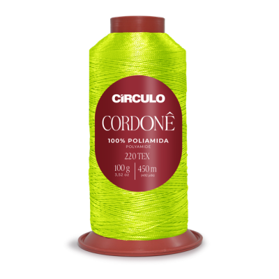 Carretel de linha verde fluorescente CÍRCULO CORDONÊ 100% poliamida.