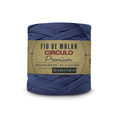 Rolo de fio de malha azul escuro Círculo Premium com etiqueta de papel