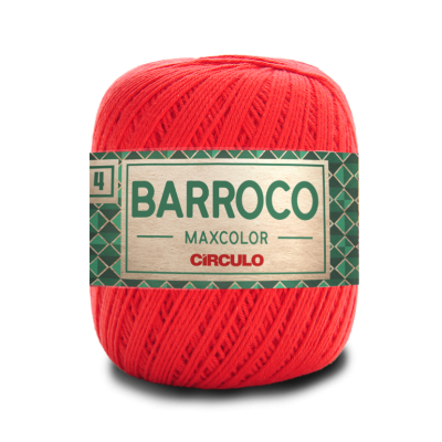Novelo de fio de algodão vermelho com etiqueta BARROCO MAXCOLOR CÍRCULO