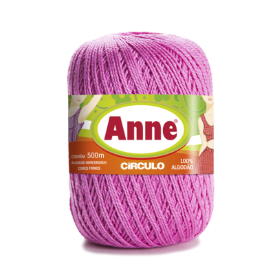 Novelo de fio de algodão rosa Anne com rótulo CÍRCULO