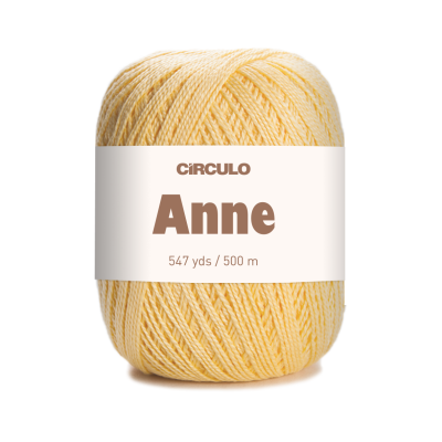 Rolo de linha amarelo claro com etiqueta Círculo Anne