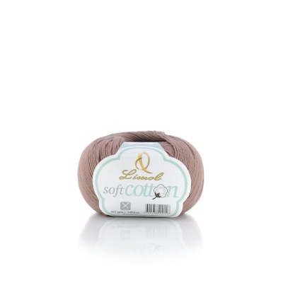 Novelo de lã de algodão bege da Licorelle com etiqueta branca