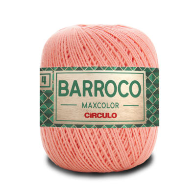Novelo de fio cor-de-rosa com etiqueta BARROCO MAXCOLOR CÍRCULO