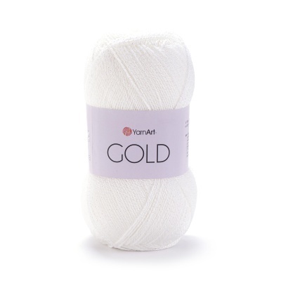 Novelo de lã branco YarnArt GOLD com etiqueta