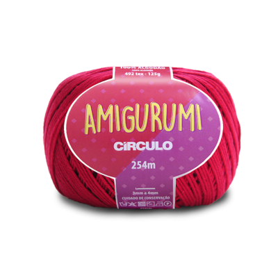 Rolo de fio de algodão vermelho Amigurumi Círculo com etiqueta roxa