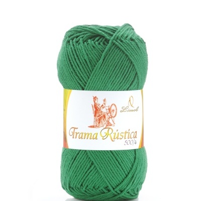 Novelo de lã verde com etiqueta etiqueta Trama Rústica 500/4