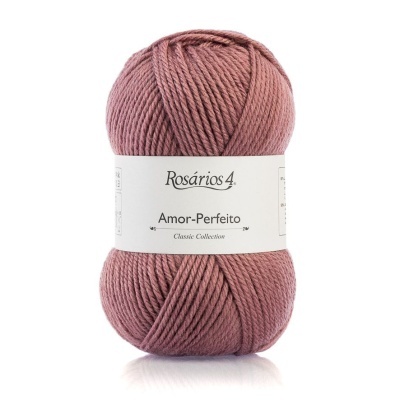 Novelo de lã rosa antigo com etiqueta Rosários 4 Amor-Perfeito Classic Collection