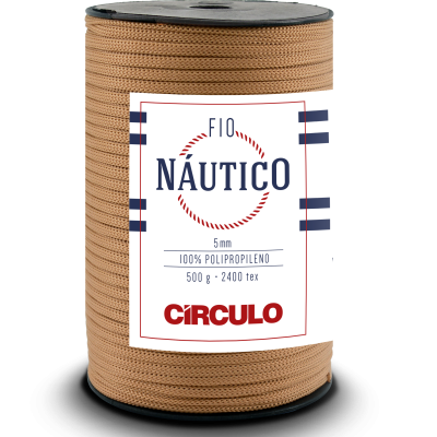 Carretel de fio náutico bege com etiqueta da marca CIRCULO