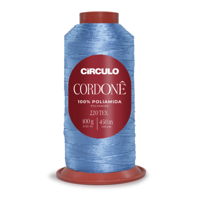 Rolo de linha azul claro CÍRCULO CORDONÊ com etiqueta vermelha