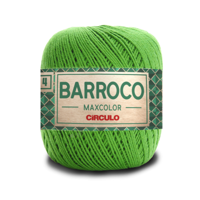 Novelo de fio verde Barroco Maxcolor da Circulo com etiqueta verde e bege