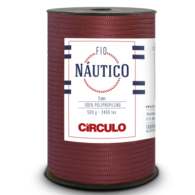 Rolo de fio náutico vinho com etiqueta da marca Círculo