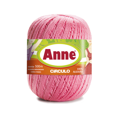 Novelo de fio de algodão rosa com etiqueta de marca Anne