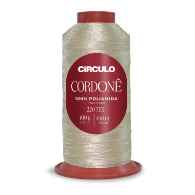 Rolo de linha Cordone Círculo bege claro com etiqueta vermelha