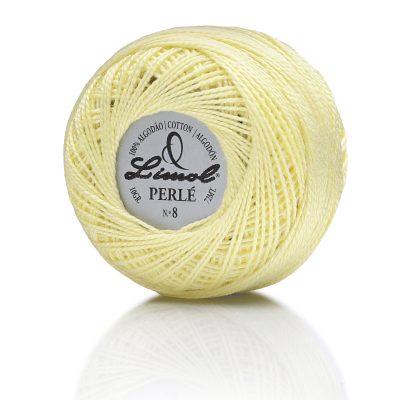 Novelo de linha amarela clara de algodão Limol Perlé Nº 8