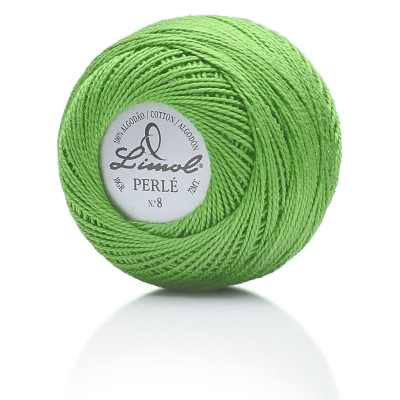 Novelo de fio de algodão verde claro Limol PERLÉ N°8