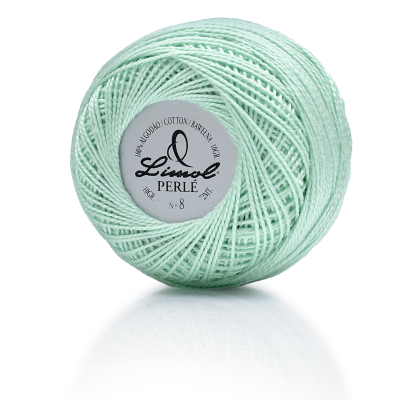 Rolo de linha de algodão verde claro Linhas Perlé com etiqueta central