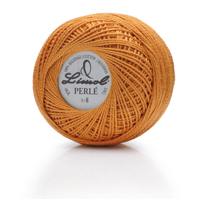 Rolo de fio de algodão laranja queimado Linal Perlé nº 8