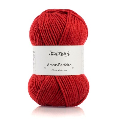 Novelo de lã vermelho Rosários 4 Amor-Perfeito Classic Collection