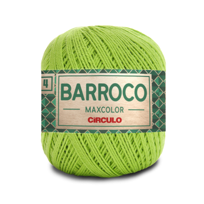 Novelo de fio verde claro com etiqueta BARROCO MAXCOLOR CIRCULO