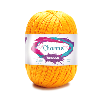Novelo de fio amarelo Charme CÍRCULO com etiqueta colorida