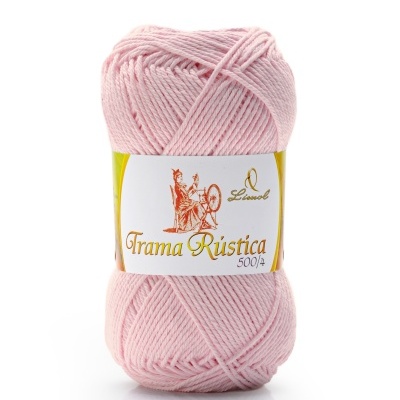 Novel de fio rosa claro Trama Rústica com rótulo branco e amarelo