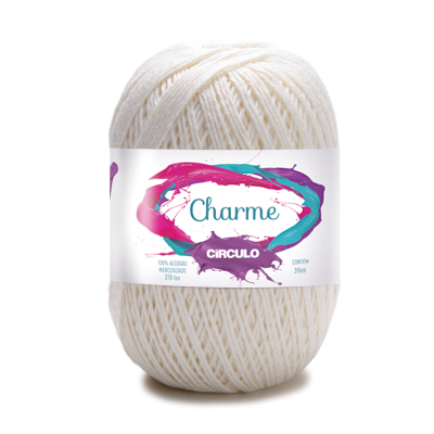 Novelo de fio de algodão branco Charme Circulo com etiqueta colorida