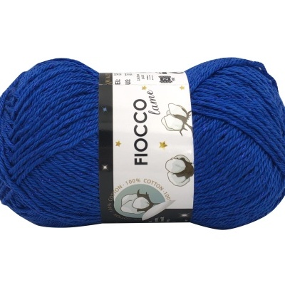 Novelo de lã azul Fiocco Luce 100% algodão com etiqueta