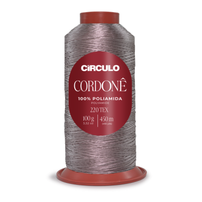 Bobina de linha cinza Círculo Cordonê em poliamida com etiqueta vermelha