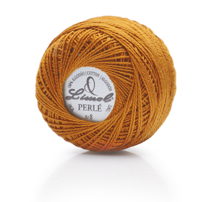 Rolo de linha Perlé Lenodol algodão castanho alaranjado número 8