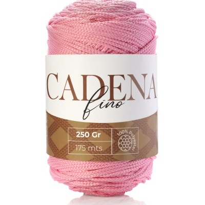 Rolo de fio cor-de-rosa com etiqueta CADENA fino 250 Gr 175 mts 100% poliéster