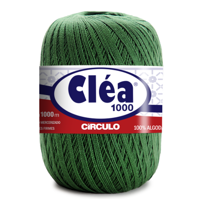 Rolo de linha de algodão verde Cléa 1000 com etiqueta da marca Circular