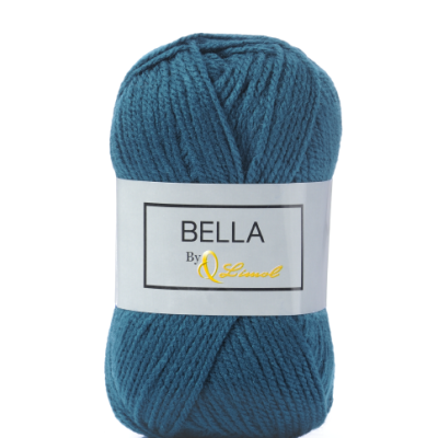 Novelo de lã azul turquesa com etiqueta branca