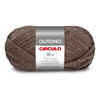 Novelo de lã marrom com etiqueta Círculo OUTONO