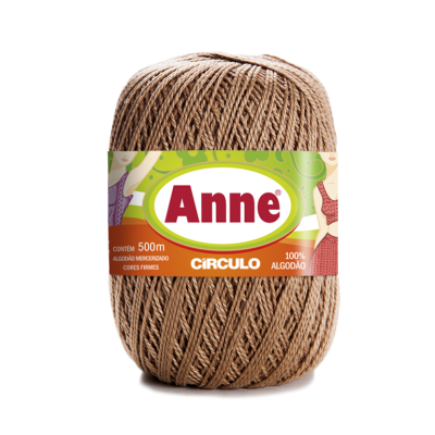 Rolo de fio de algodão marrom da marca Anne Círculo com embalagem colorida