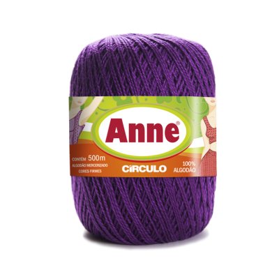 Novelo de fio roxo 100% algodão Anne 500m